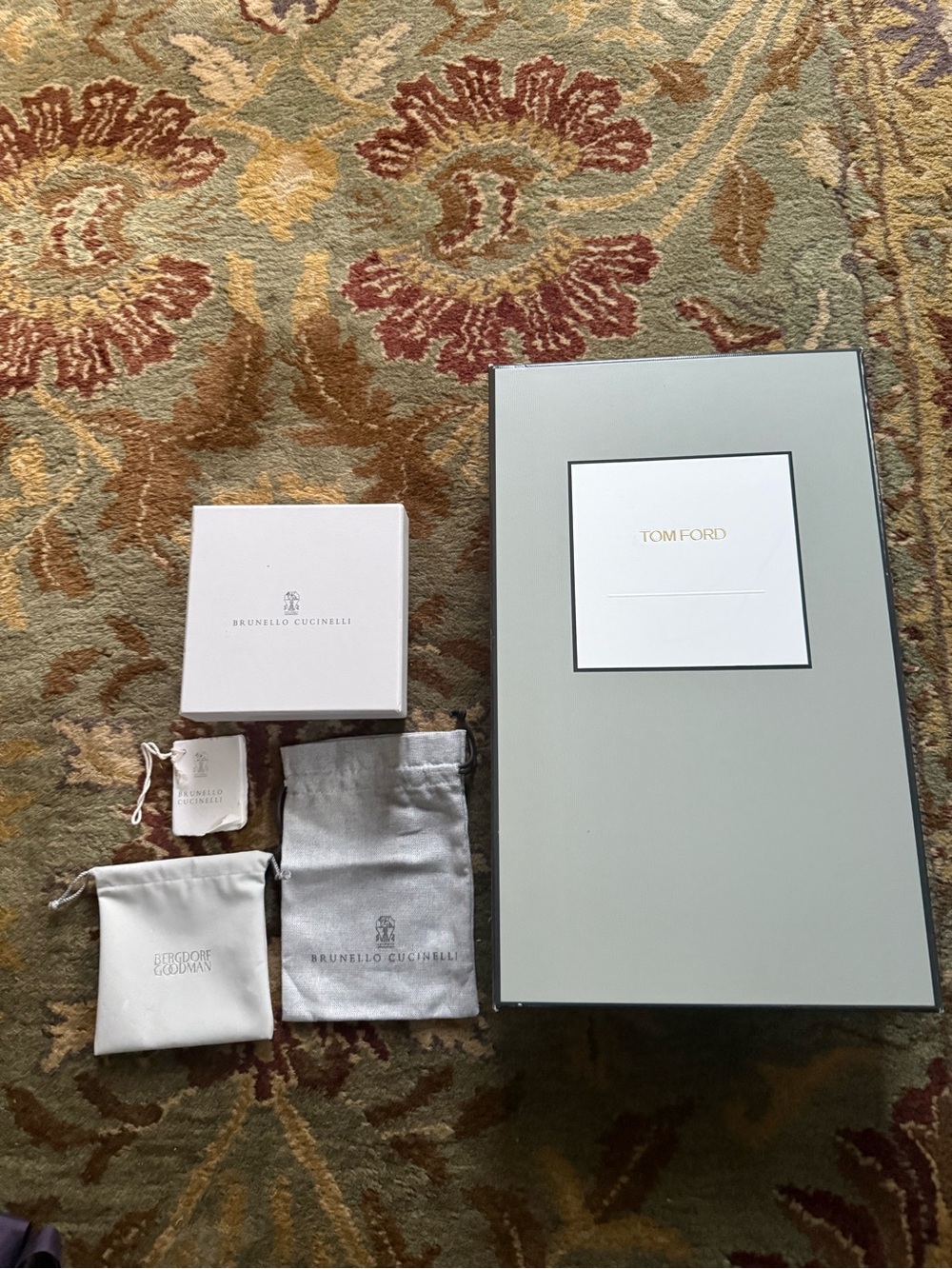 Tom Ford & Brunello Cucinelli Gift Boxes and Dust Bags - Gray & White